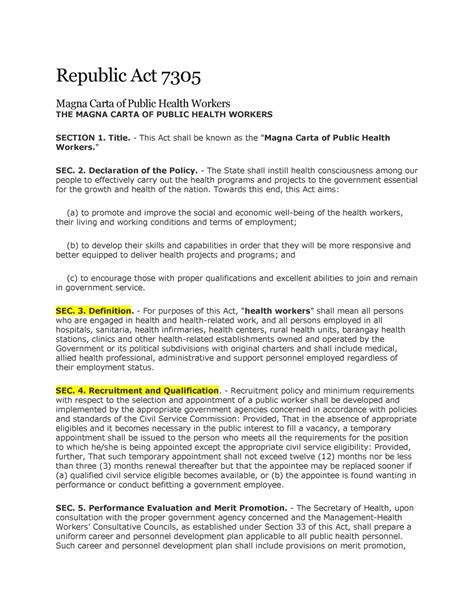 R.A.NO. 7305, AMENDMENTS .